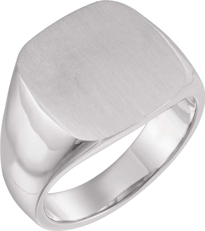 Men's Closed Back Signet Ring, 10k X1 White Gold (16mm)