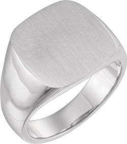 Men's Closed Back Signet Ring, Rhodium-Plated 10k White Gold (16mm) Size 11.5
