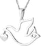 The Men's Jewelry Store (for HER) Dove with Diamond Heart Pendant Necklace, Rhodium Plated Sterling Silver, 18"