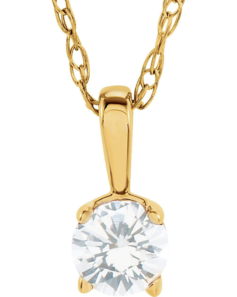 Children's Imitation Diamond 'April' Birthstone 14k Yellow Gold Pendant Necklace, 14"