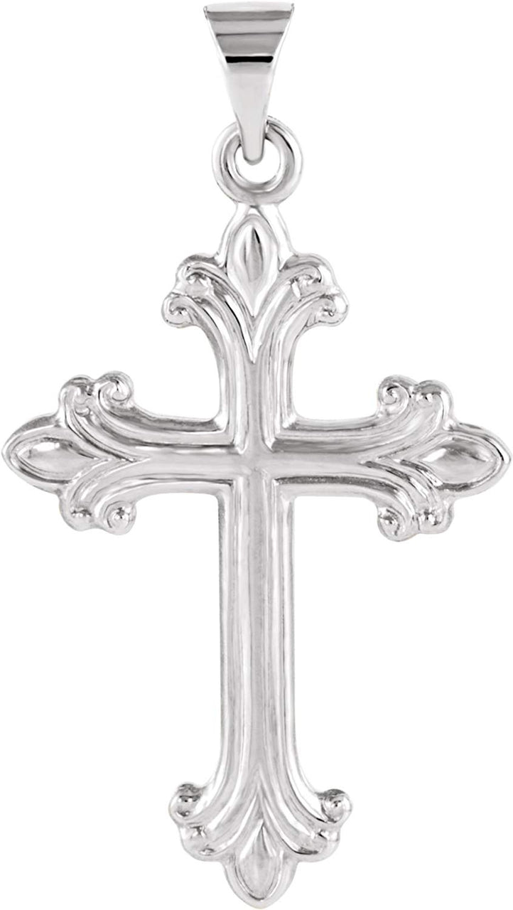 Fleury Cross Rhodium-Plated 14k White Gold Pendant (24X17.5MM)