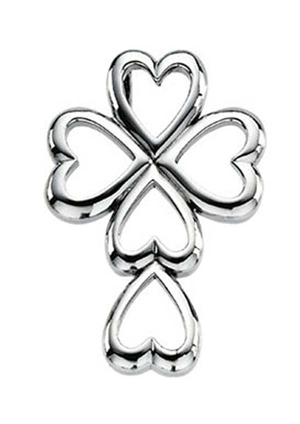 Cross and Heart Sterling Silver Pendant (28.75X20.00 MM)