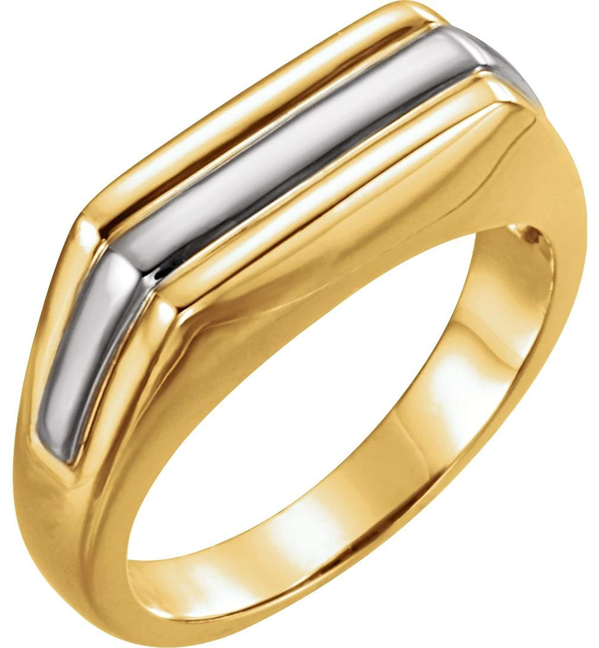 Men's Platinum and 18k Yellow Gold 7mm Flat Top Ring