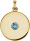 Round Aquamarine Disc Pendant, 14k Yellow Gold