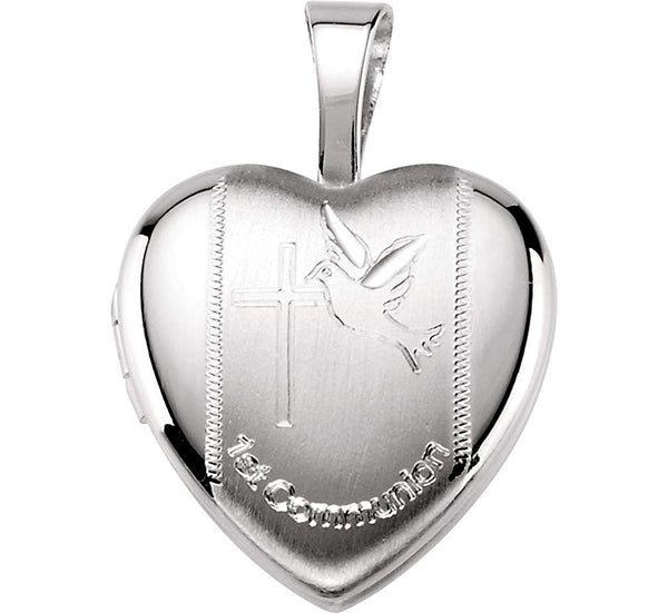 Children's First Communion Heart Sterling Silver Locket (12.50X12.00 MM)