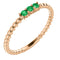 Chatham Created Emerald Beaded Ring, 14k Rose Gold , Size 6.75