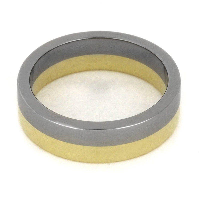2-Tone Titanium and 14k Yellow Gold 6mm Comfort-Fit Anniversary Ring, Size 10