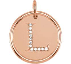 Diamond Initial "L" Pendant, 14k Rose Gold (.06 Ctw, Color G-H, Clarity I1)