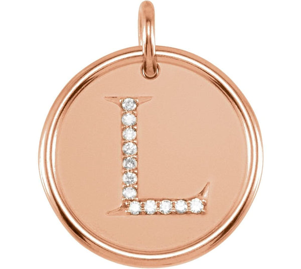 Diamond Initial "L" Pendant, 14k Rose Gold (.06 Ctw, Color G-H, Clarity I1)