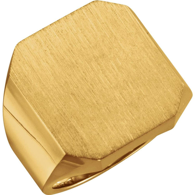 Men's 18k Yellow Gold Octagon Signet Ring, 20X18mm
