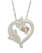 Heart Dolphin Pendant Necklace, Sterling Silver, 12k Green and Rose Gold Black Hills Gold Motif, 18''