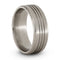 Satin Titanium Triple Grooved 8mm Comfort Fit Pipe Edge Wedding Band