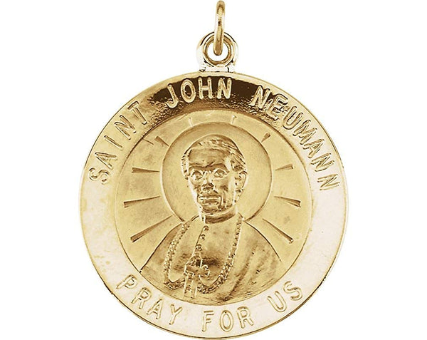 14k Yellow Gold Round St. John Neumann Medal (15 MM)