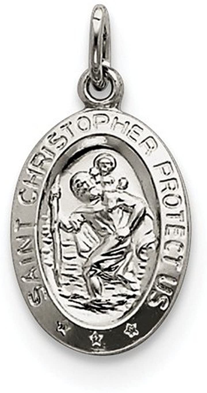 Sterling Silver Saint Christopher Medal Pendant (22X10 MM)