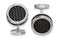 Stainless Steel Zig Zag Black IP-Plated Round Cuff Links, 23.67x13.05MM