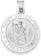 Rhodium-Plated 14k White Gold St. Christopher Medal Pendant (24X22 MM)