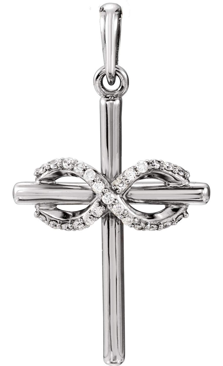 Diamond Infinity-Inspired Cross Pendant, Sterling Silver (.06 Ctw, Color G-H , Clarity I1)