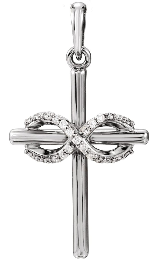 Diamond Infinity-Inspired Cross Pendant, Rhodium-Plated 14k White Gold (.06 Ctw, Color G-H, Clarity I1)