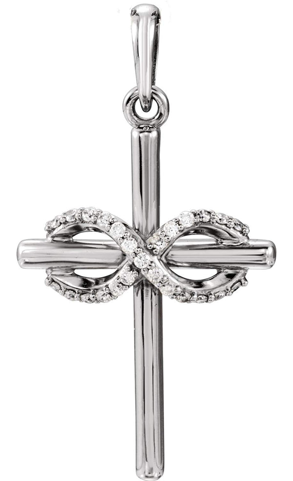 Platinum Diamond Infinity-Inspired Cross Pendant (.06 Ctw, Color G-H , Clarity SI2-SI3)