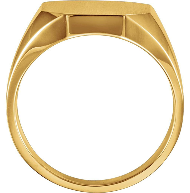 Men's 10k Yellow Gold Satin Brushed Octagon Signet Ring, 16x14mm