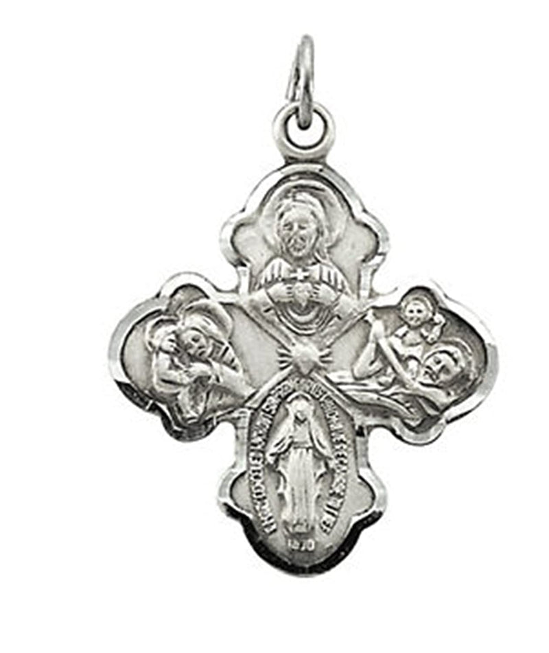 Sterling Silver Four-Way Cross Medal Necklace, 18" (21x17.25 MM)