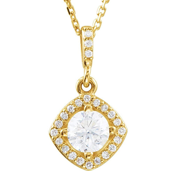 Diamond Halo Pendant Necklace in 14k Yellow Gold, 18" (5/8 Cttw)