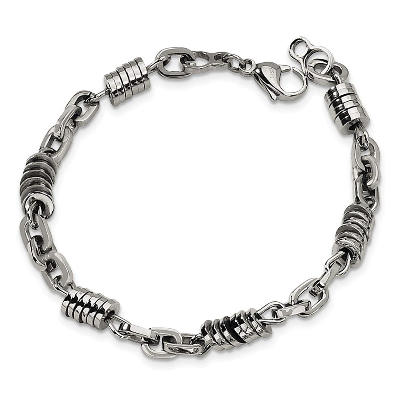 Men's Polished Stainless Steel 6mm Bracelet, 9"