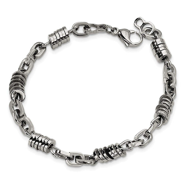 Men's Polished Stainless Steel 6mm Bracelet, 9"