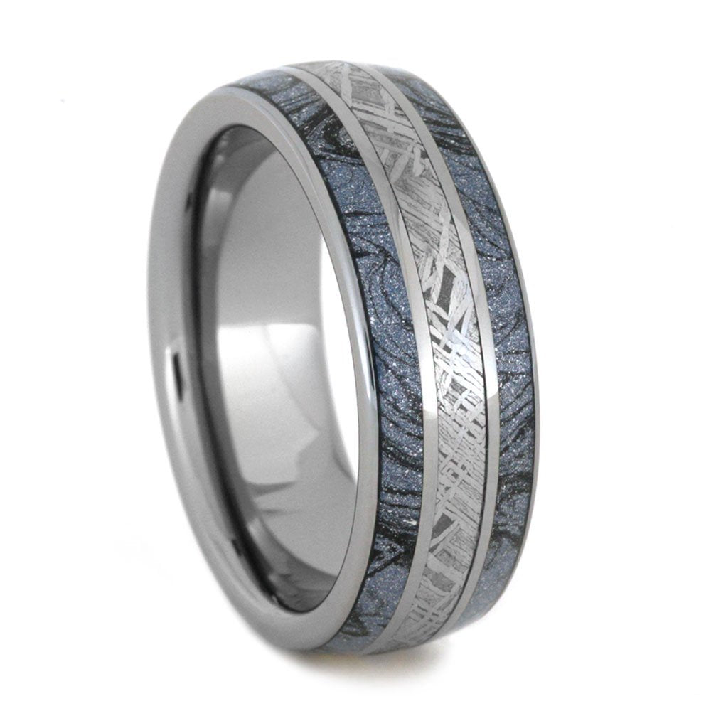 Cobaltium Mokume, Gibeon Meteorite 8mm Comfort-Fit Tungsten Ring