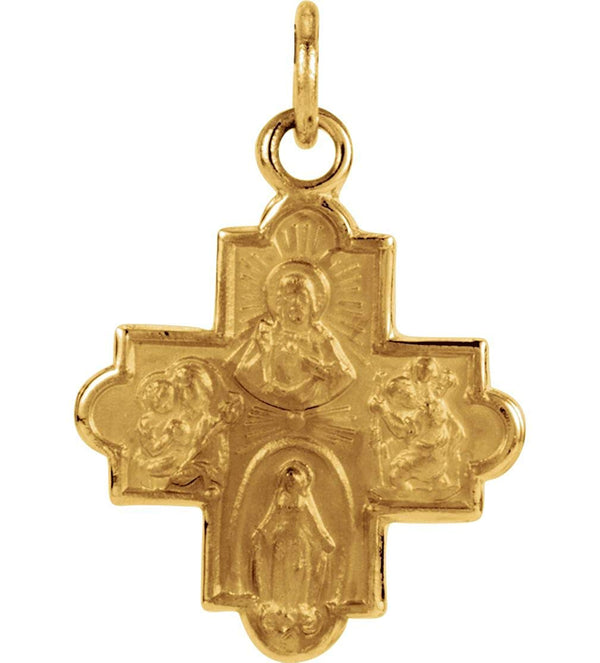 14k Yellow Gold Four-Way Cross Medal (30x29 MM)