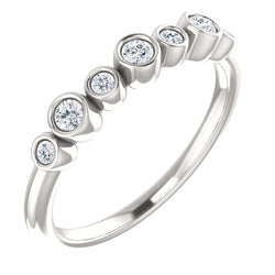 Diamond 7-Stone 3.25mm Ring, Sterling Silver (.08 Ctw, G-H Color, I1 Clarity) Size 6.25