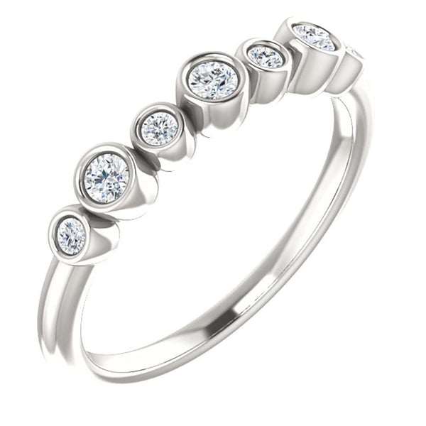 Diamond 7-Stone 3.25mm Ring, Sterling Silver (.08 Ctw, G-H Color, I1 Clarity)