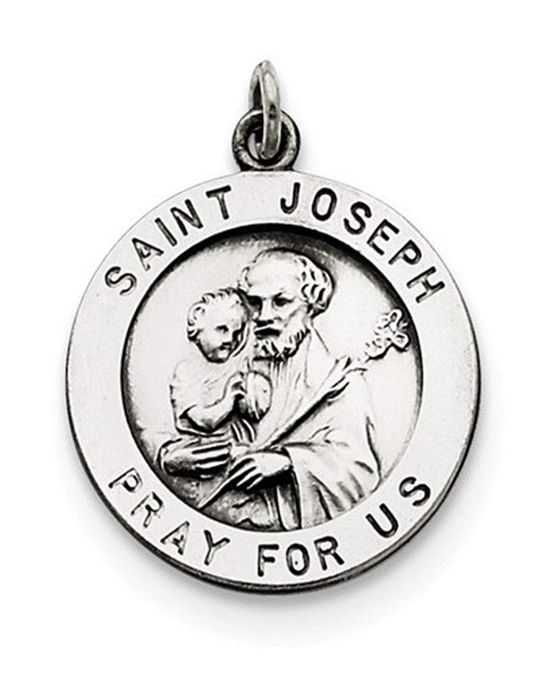 Sterling Silver Antiqued Saint Joseph Medal (25X20MM)