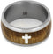 Sterling Silver Cross, Black Ash Burl Wood 10mm Comfort-Fit Matte Titanium Wedding Band