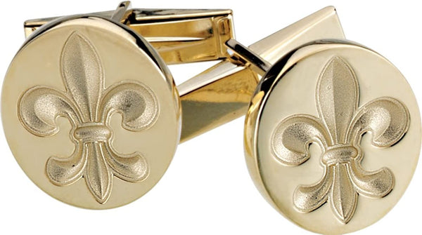 14k Yellow Gold Fleur de Lis Cuff Links