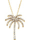 Diamond Palm Tree 14k Yellow Gold Pendant Necklace, 16"(1/3 Cttw)