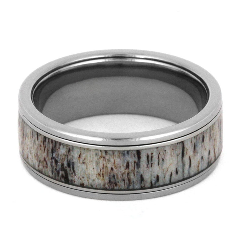 Deer Antler Spinner Ring, 8mm Comfort-Fit Titanium Ring