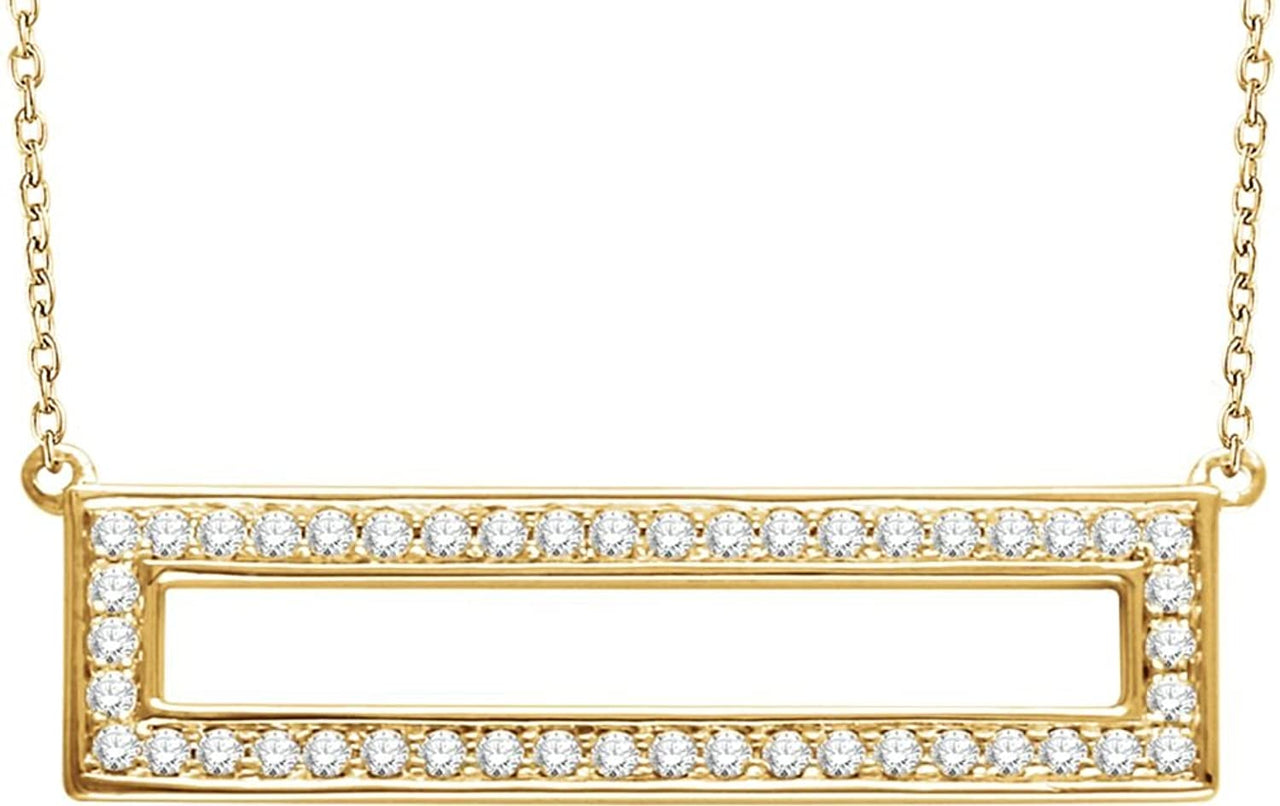 Diamond Rectangle Necklace in 14k Yellow Gold, 16-18" (3/8 Cttw)