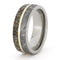 Gibeon Meteorite, Dinosaur Bone, 14k Yellow Gold 8mm Comfort Fit Titanium Band