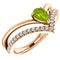 Peridot Pear and Diamond Chevron 14k Rose Gold Ring (.145 Ctw,G-H Color, I1 Clarity)