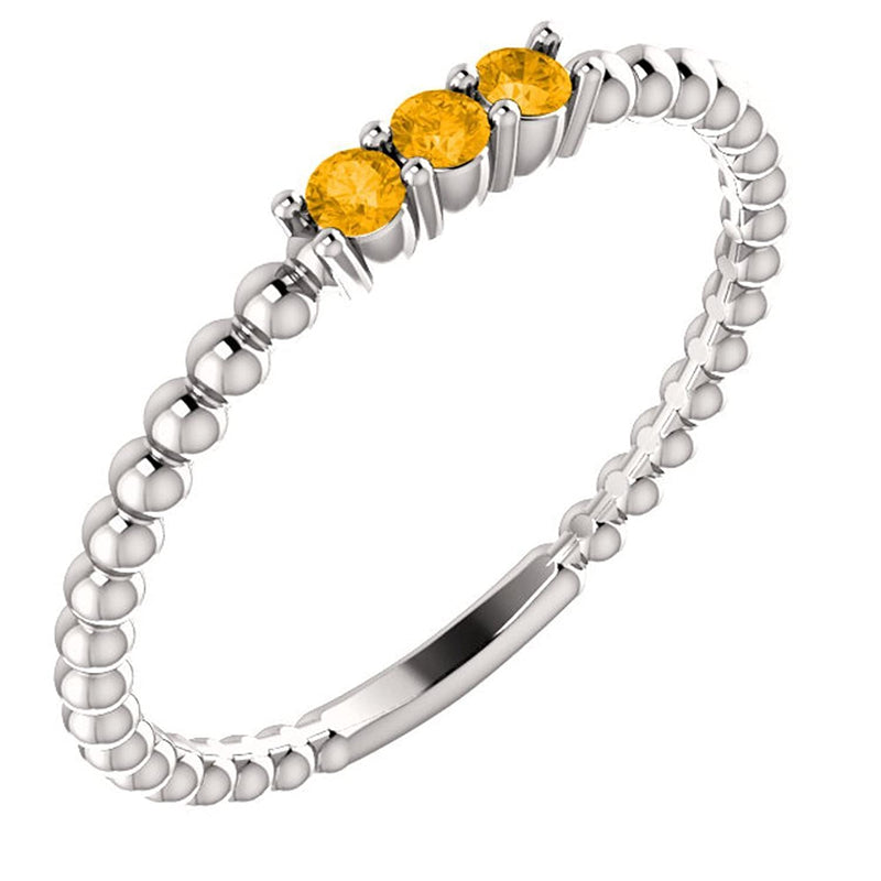 Citrine Beaded Ring, Rhodium-Plated 14k White Gold, Size 6