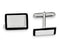 Rhodium-Plated Sterling Silver, Black Enamel Rectangle Cuff Links, 19X15MM