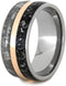 Gibeon Meteorite, Black Stardust, 14k Rose Gold 10mm Comfort-Fit Titanium Wedding Band