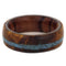 Turquoise, Amboyna Burl and Tulip Wood 7mm Comfort-Fit Matte Titanium Band