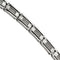 Men's Brushed Stainless Steel 11mm Silver Wire Inset Bracelet, 8.5"