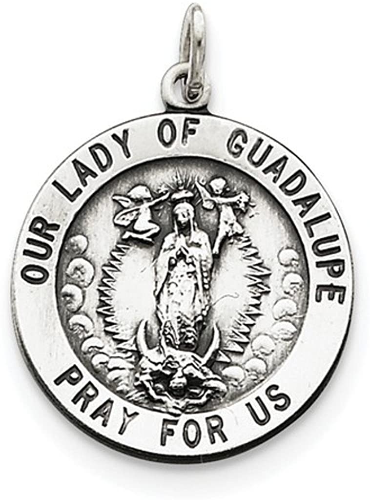 Sterling Silver Our Lady of Guadalupe Medal (29X22MM)