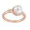 White Freshwater Cultured Pearl, Diamond Bypass Ring, 14k Rose Gold (7-7.5mm)(.125Ctw, GH Color, I1 Clarity)