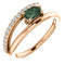 Chatham Created Alexandrite and Diamond Bypass Ring, 14k Rose Gold (.125 Ctw, G-H Color, I1 Clarity)