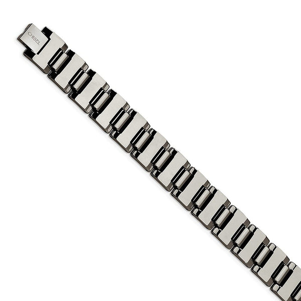 Men's Polished Tungsten 16mm Designer Link Bracelet, 8.5"