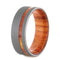 Sandblast Titanium Overlay 8mm Comfort-Fit Tulip Wood Band